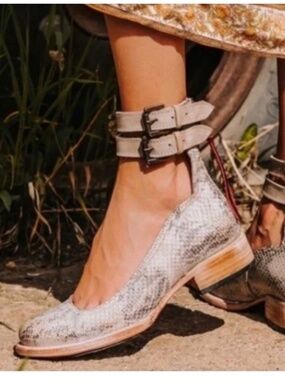 Freebird By Steven Maribel Ankle Strap Leather Mary Jane Flats 10 Boho Western